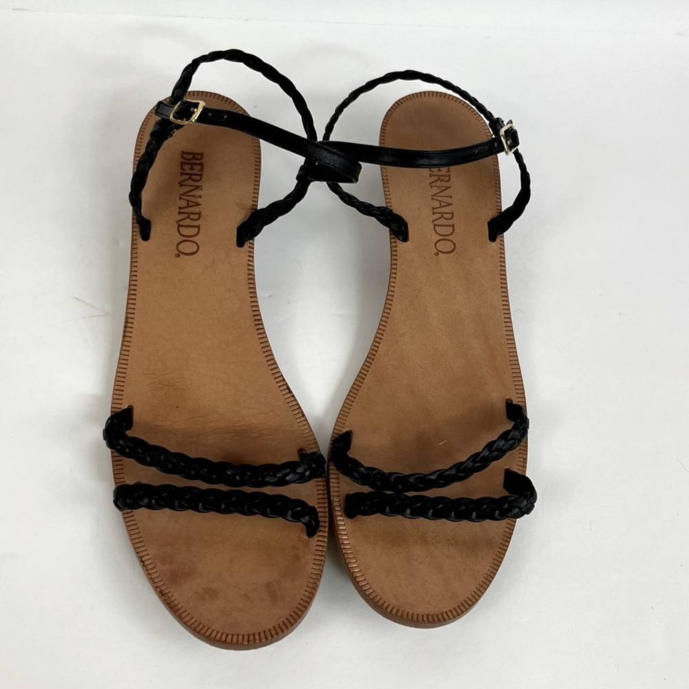 Bernardo Italian Leather T-Strap Sandal Low Heal Wedge Women’s Size 8 N
